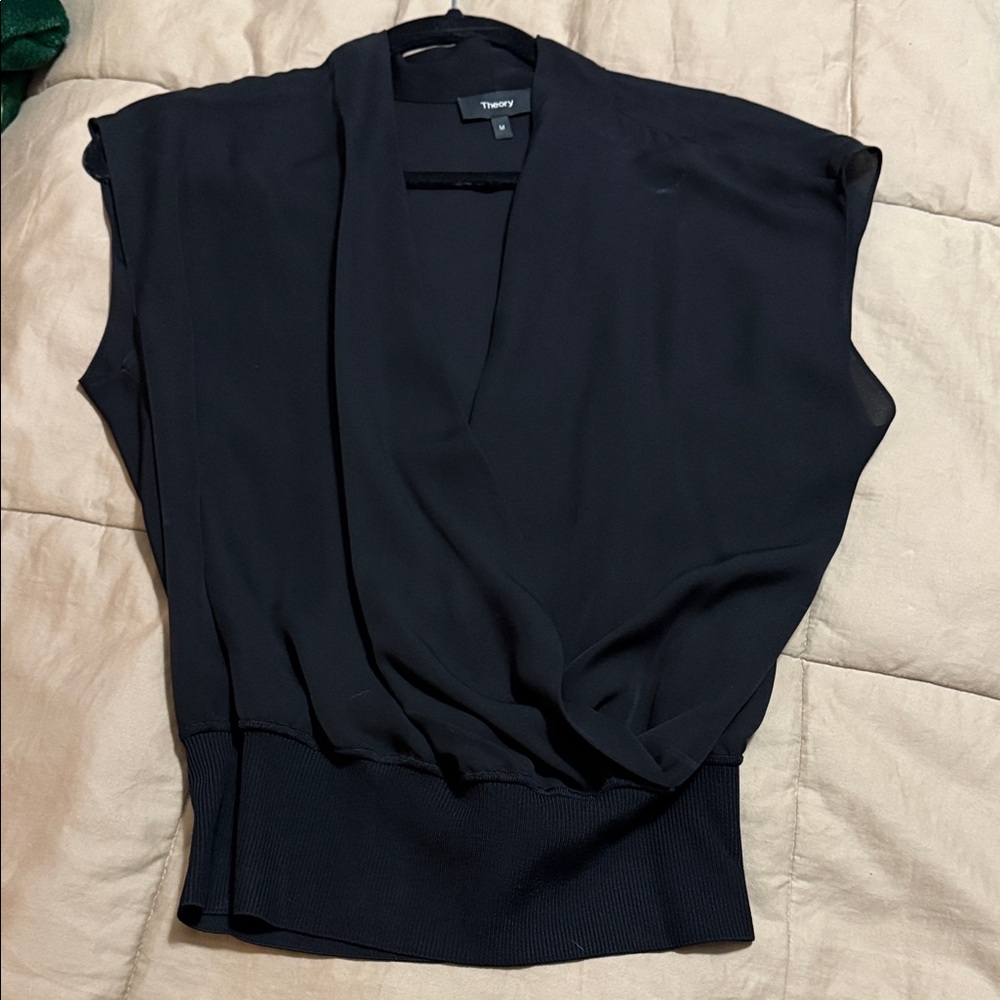 Theory Women's Elegant Black Blouse size medium